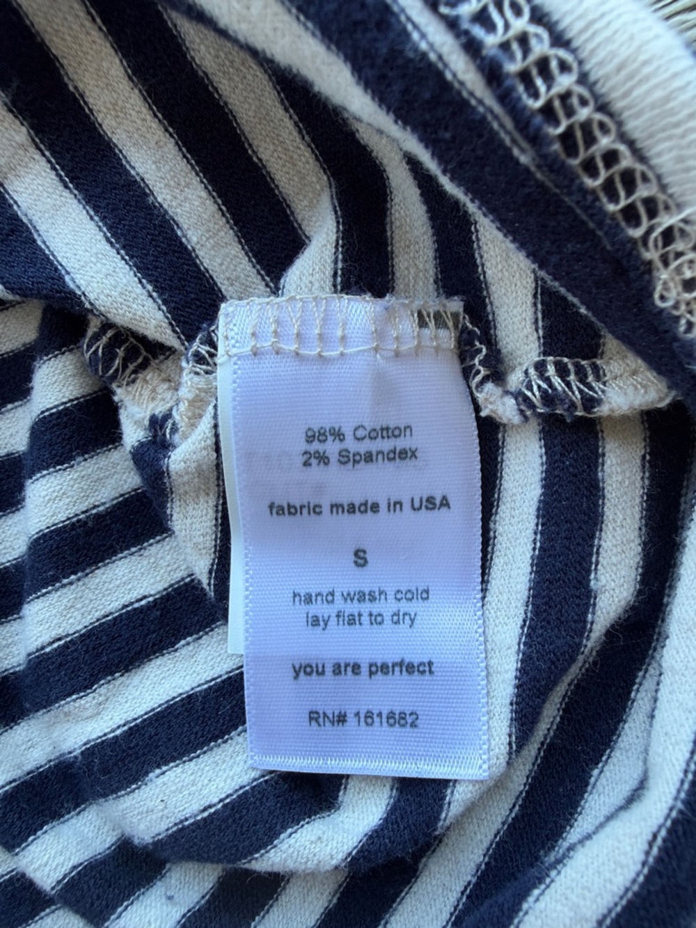 Striped V-Neck Short Sleeve Top - Blue & White - Picture 2 of 4